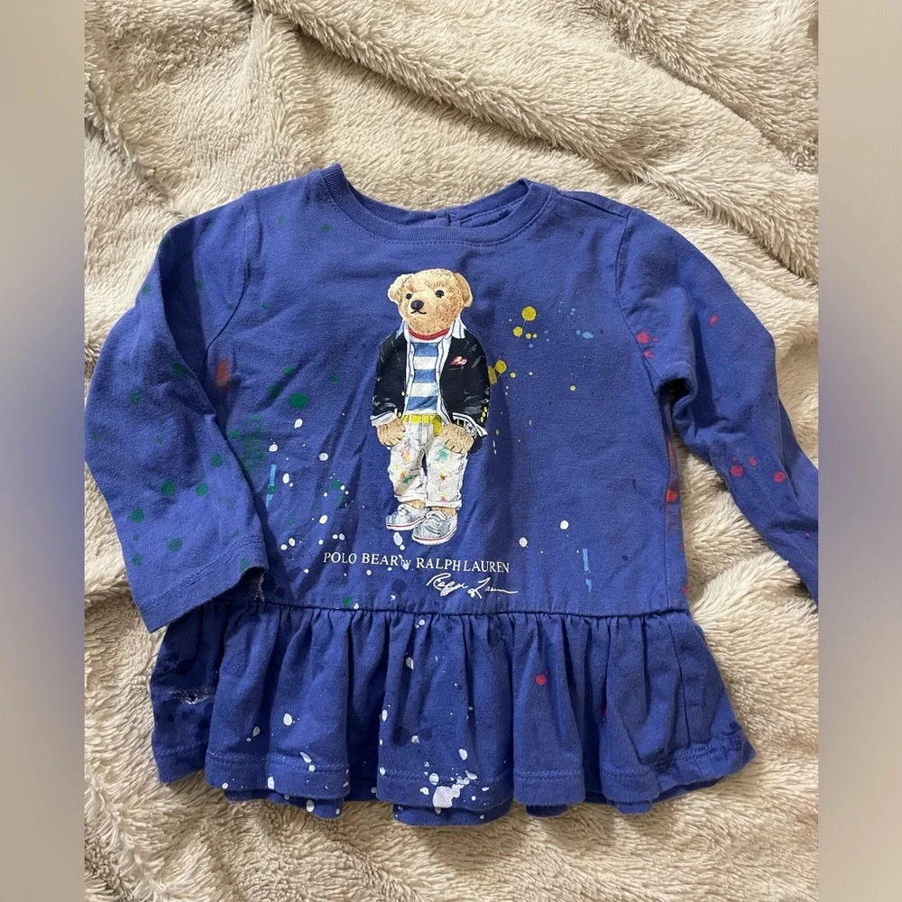 EUC Polo Ralph Lauren Paint Splattered Polo Bear Tunic
